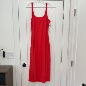 Old Navy Red Ribbed Maxi Dress